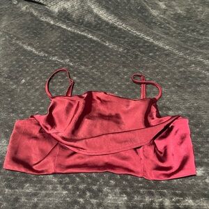 Satin Burgundy Crop Top